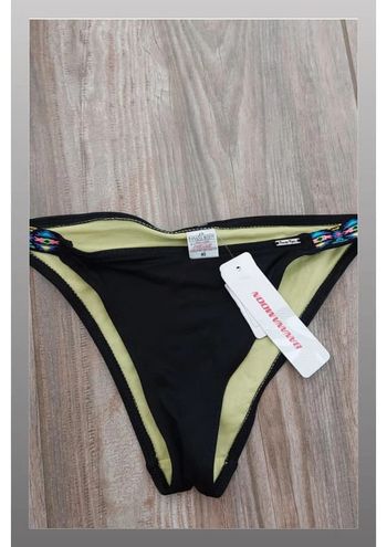 Bas de maillot de bain noir intérieur jaune, motif tribal sur les cotés - Taille 40 Banana Moon