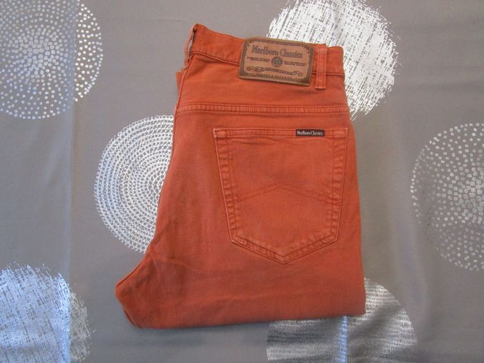 Pantalon Marlboro Classics homme coupe droite ample 100% Coton T42 W33 L34 Rouille Orange (A120) - photo numéro 8