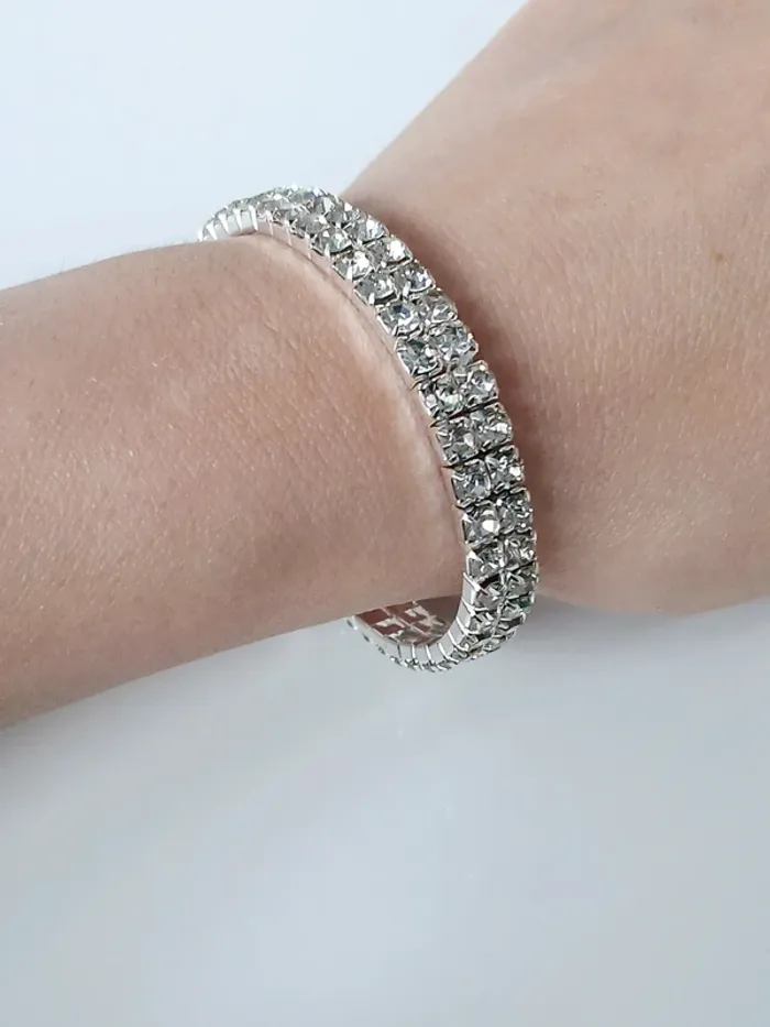 Bracelet double rang brillant – strass étincelants