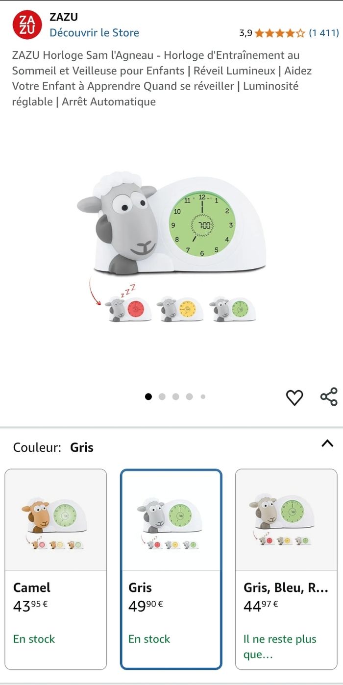ZAZU Horloge Sam l'Agneau - Horloge d'Entraînement au Sommeil et Veilleuse pour Enfants - photo numéro 6