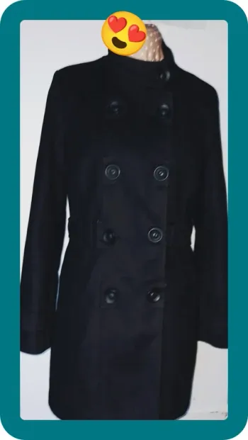 Manteau noir Femme, laine, taille 36-38, Patrice Breal