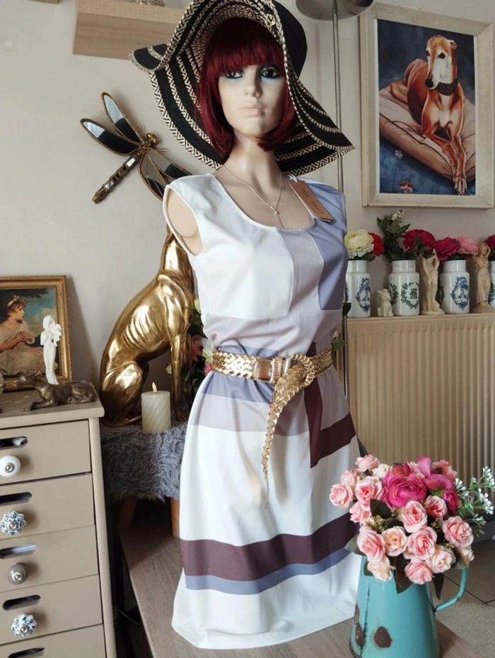 🌿Robe Tricolore Style Rétro Graphique Tendency T34/36🌿 - photo numéro 19