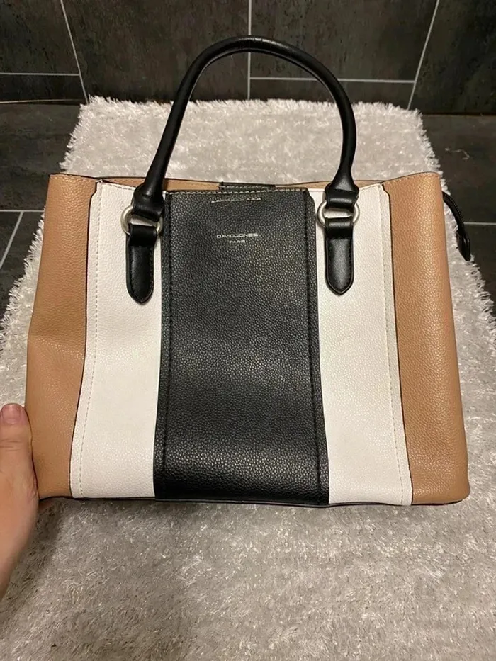 Sac à main camel / blanc / noir David Jones - photo numéro 6