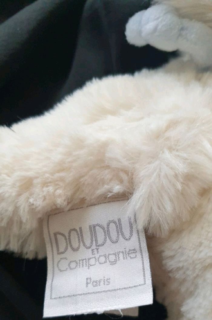 Doudou Et Compagnie Paris Lapin Blanc Bonbon Noeud Bleu - photo numéro 2