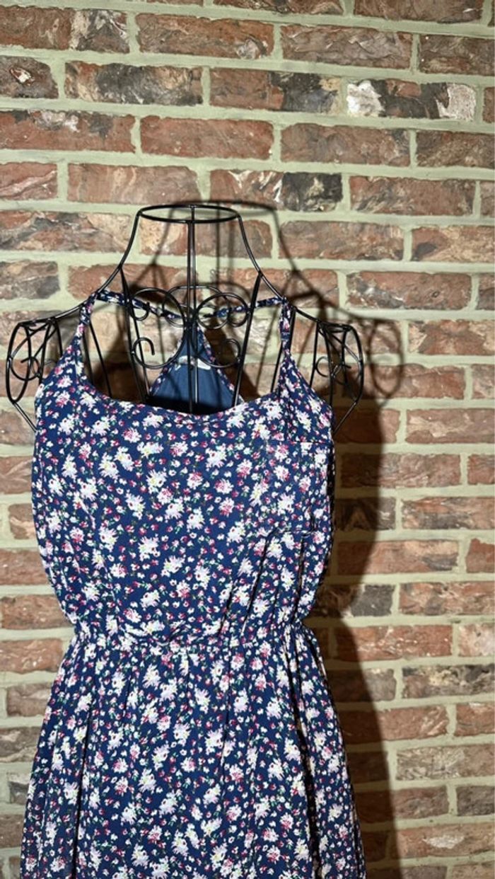 Robe bleue foncé à fleurs America Today Taille S/36 - photo numéro 2