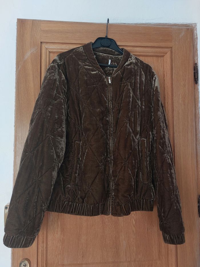 Veste velours kaki doré brillant