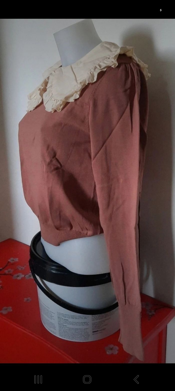 Pull manches longues avec un grand col Claudine de chez zara - photo numéro 4