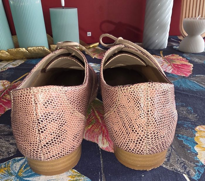 Derbies effet serpent rose/marron 36 - photo numéro 8