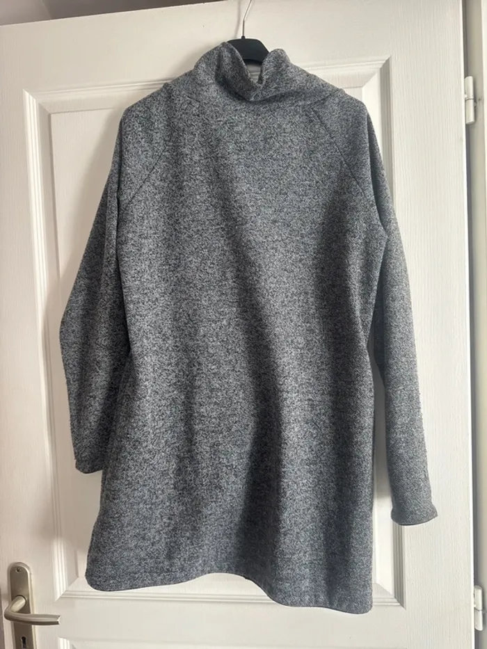 Veste châle asymétrique gris chiné - photo numéro 5