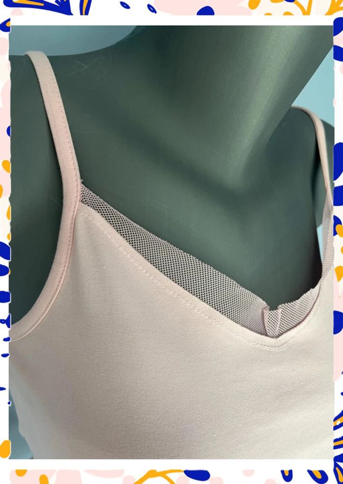 🌸 Débardeur La Fée Maraboutée – Taille 1 – Rose uni avec motif carré et éléphant 🌸 - photo numéro 2