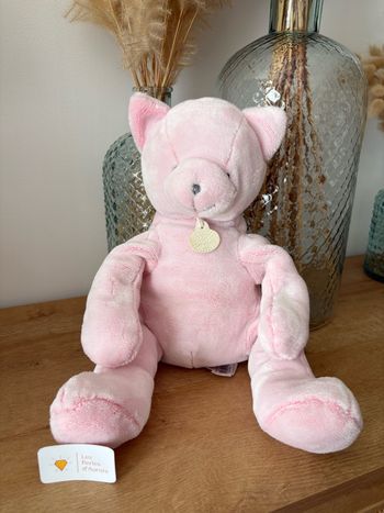 Peluche j’aime mon doudou chat rose 35 cm