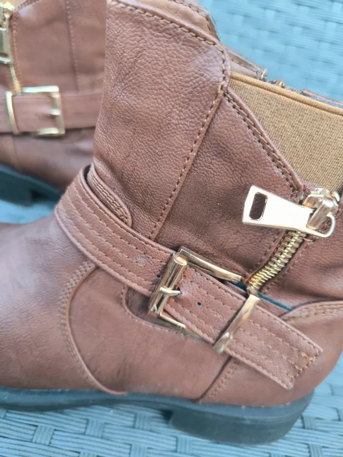 Bottines effet cuir marron femme Taille 38 - photo numéro 2