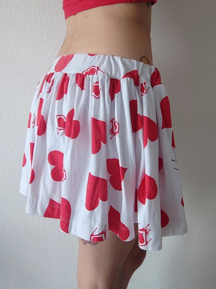 Mini jupe patineuse cœur rouge blanc / Super Lovers - 32/XXS à 44/XXL - photo numéro 14