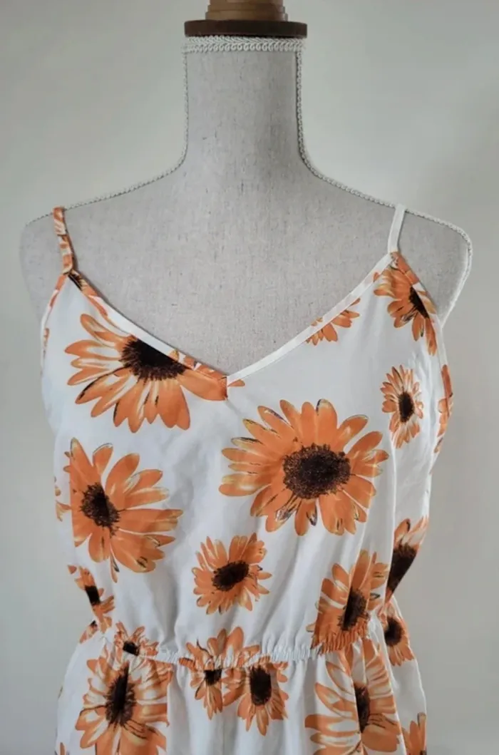 Combi short imprimé tournesols jaune orange Shein Taille XL ou 42 - photo numéro 3