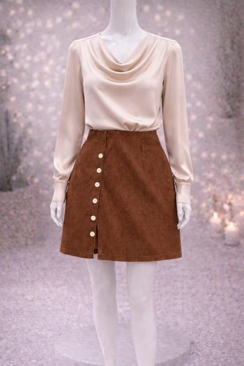 Jolie jupe marron boutonnée taille M– élégante et facile à porter ✨