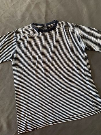 Tee-shirt rayé marin bleu blanc 10 ans Delalonde marine