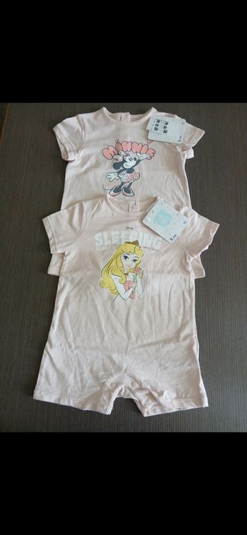 Lot 2 barboteuse combishort fille disney 71 cm 9 mois