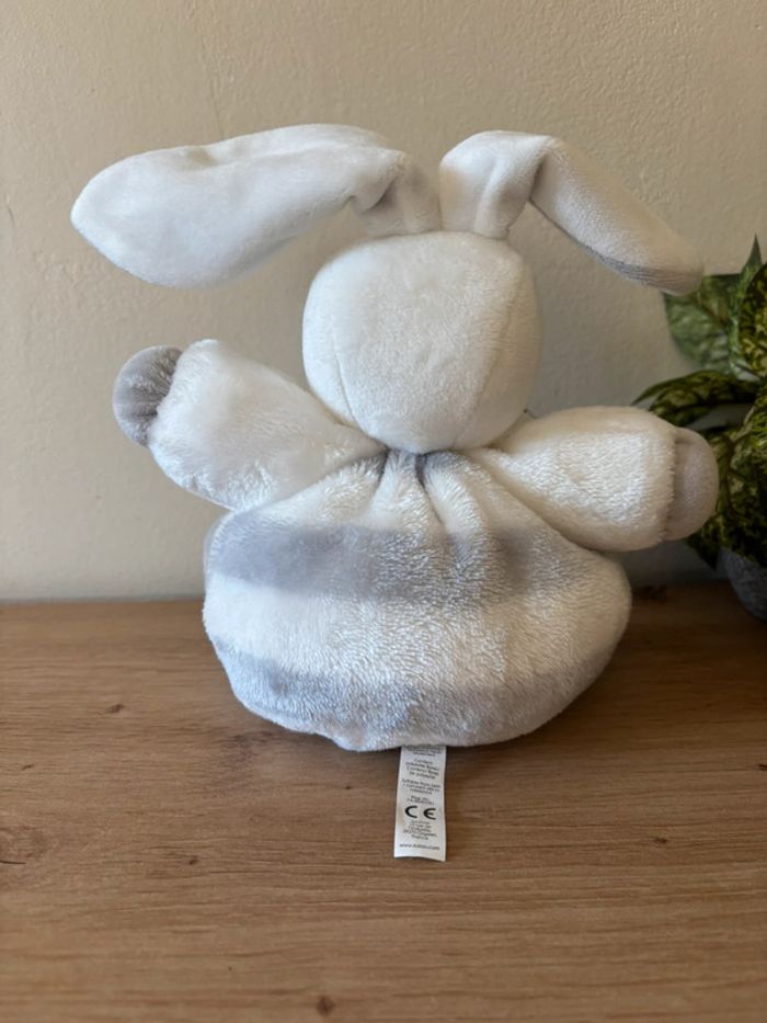 Neuf doudou lapin patapouf boule blanc rayé gris kaloo - photo numéro 3