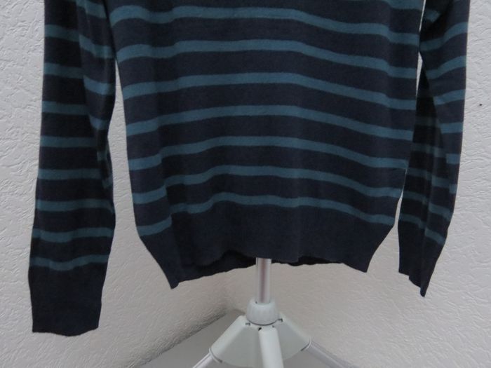 pull rayé tissaia basics bleu marine et vert - photo numéro 2