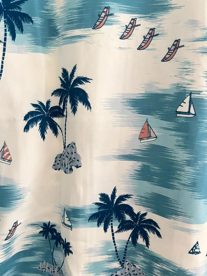 Chemise hawaïenne bleue motif palmier & bateau – look tropical taille XXL - photo numéro 4