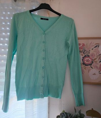 Gilet vert d'eau en coton boutons taille unique 