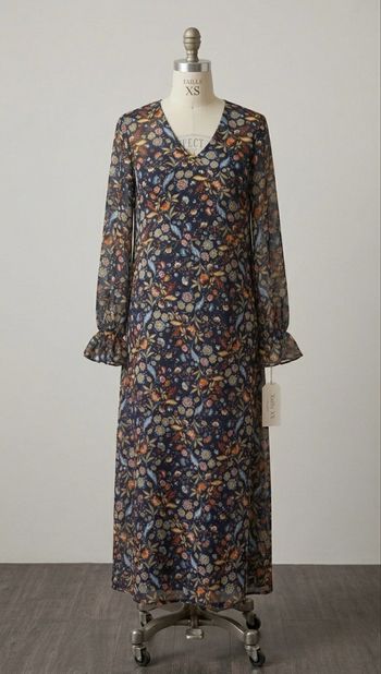 La Redoute - Robe longue fluide imprimé floral bohème - Taille 34 (4 US) - Multicolore/Noir