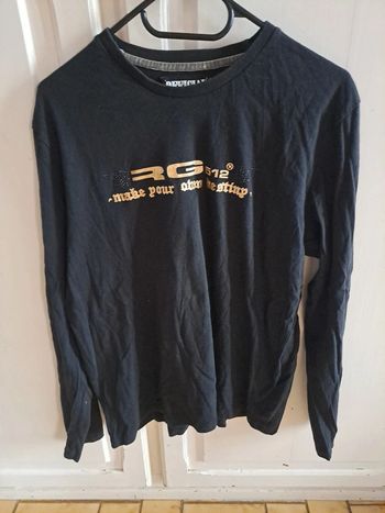 Tee-shirt manche longue noir pailletée rg512 L