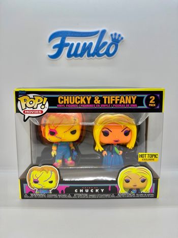 Funko Pop Chucky & Tiffany 2 Pack Black light Hot Topic Exclusive 🇺🇸
