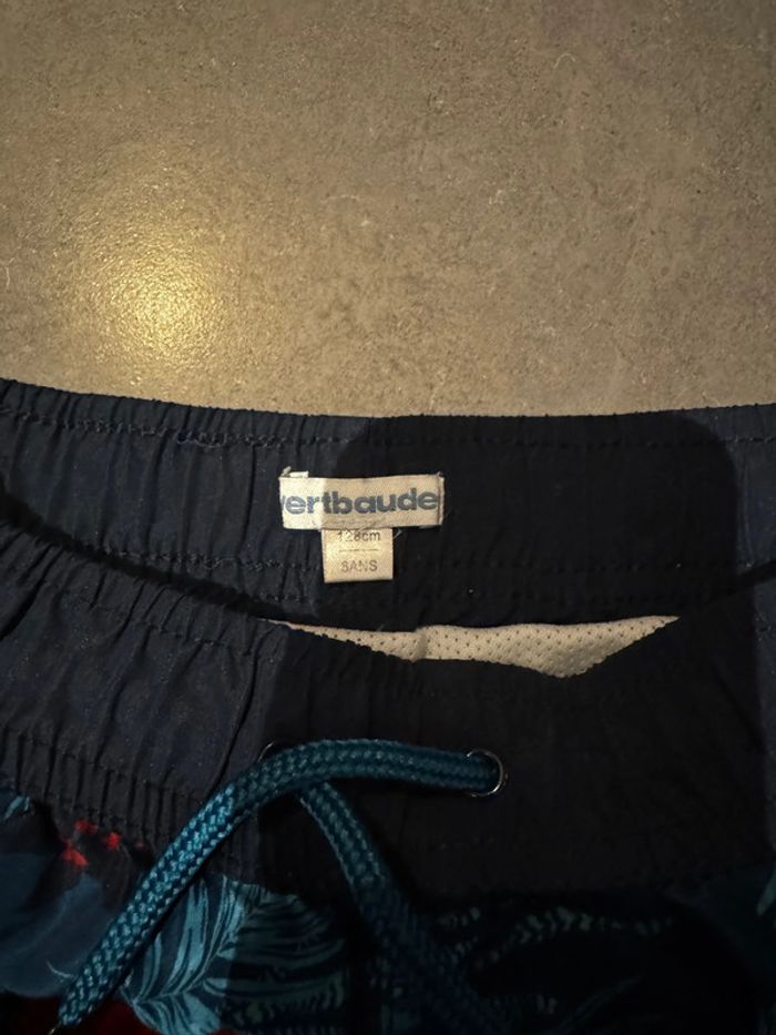Maillot de bain avec cordelette de serrage - Vertbaudet - Feuilles / Fleurs - Bleu marine - 8 ans - photo numéro 2