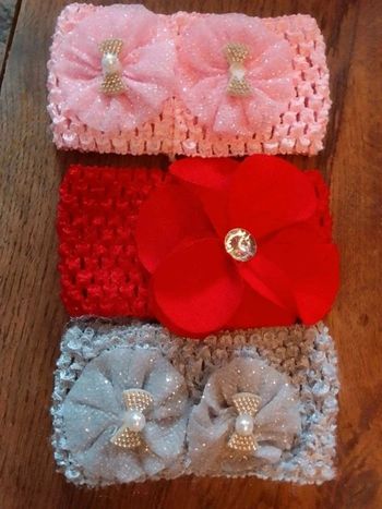 Lot bandeau bébé fille paillettes, strass et perles