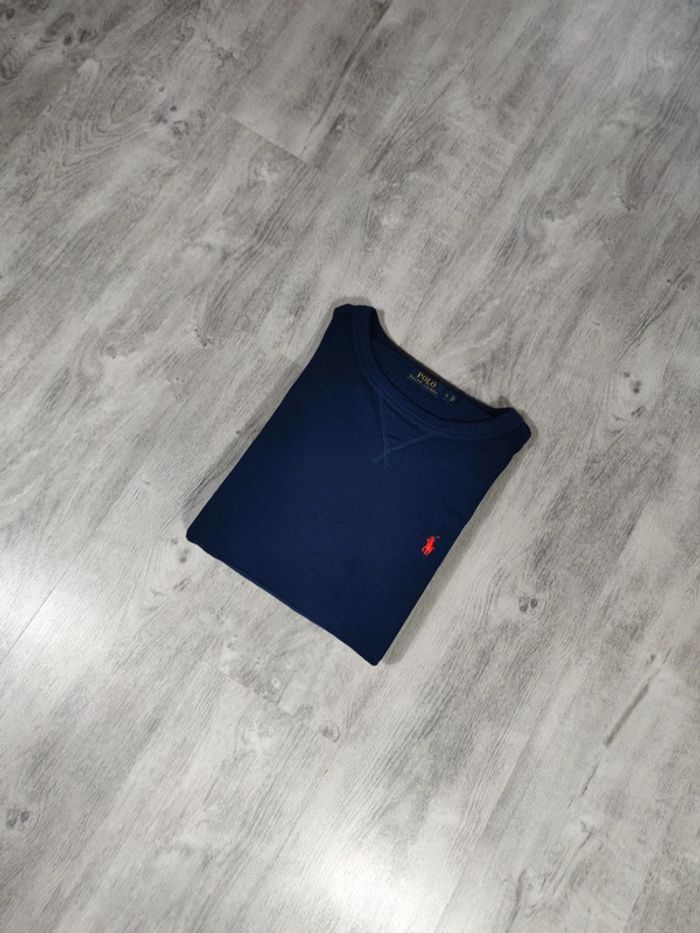 Pull Crewneck Ralph Lauren Bleu Marine Logo Brodé Orange Taille L Homme - photo numéro 2