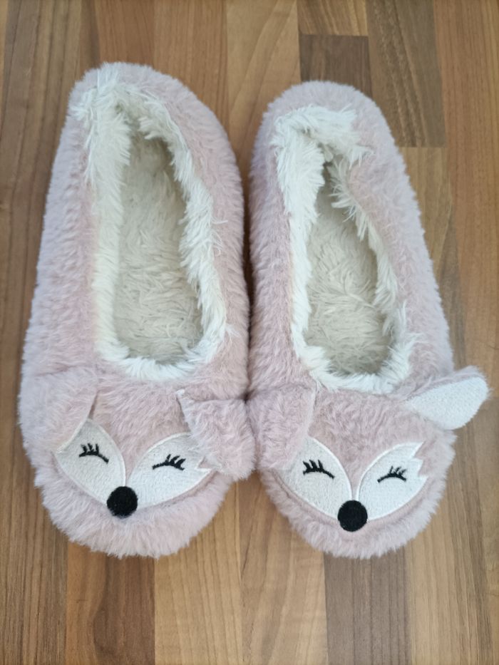 Chaussons peluche rose blanc 37 - photo numéro 2