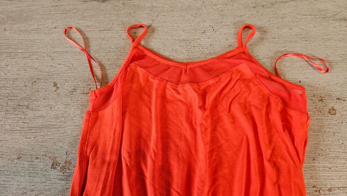 Robe orange corail à bretelles, légère, avec voile, Sora by JBC, XS, nickel - photo numéro 5