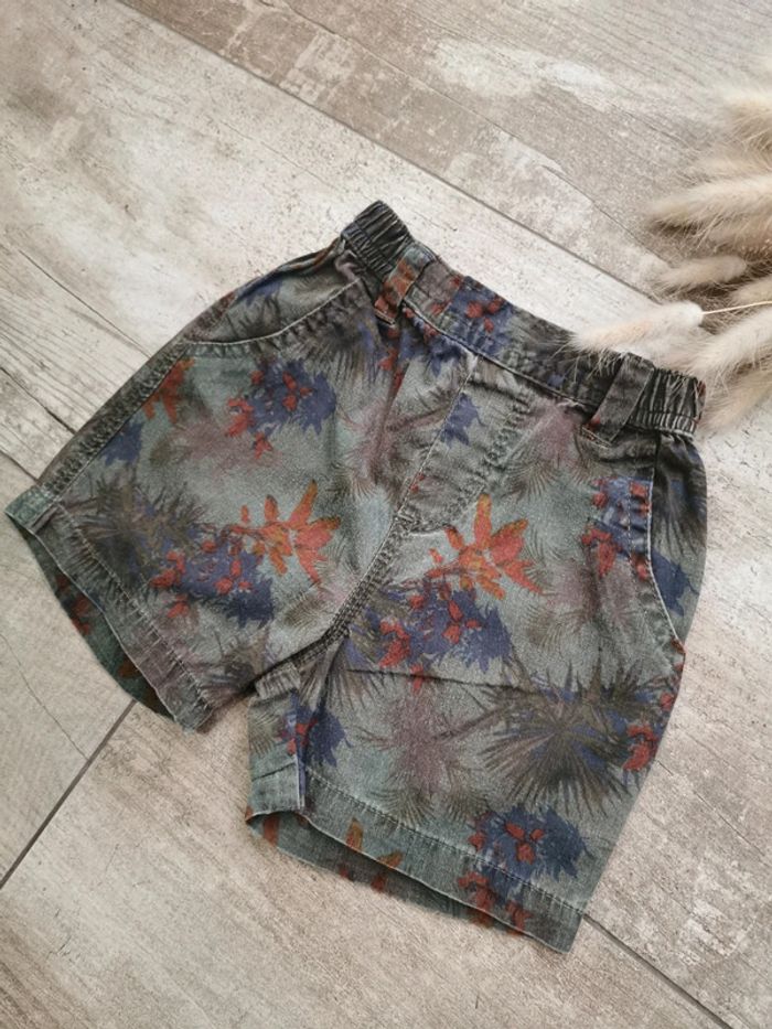 🌺Très joli Short tropical vert terracotta feuillage 6/9mois - photo numéro 2