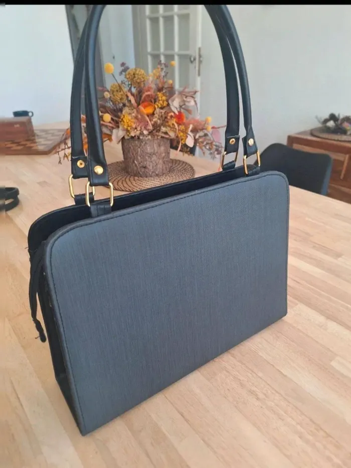 Sac à main femme gris et noir 👜 - photo numéro 5
