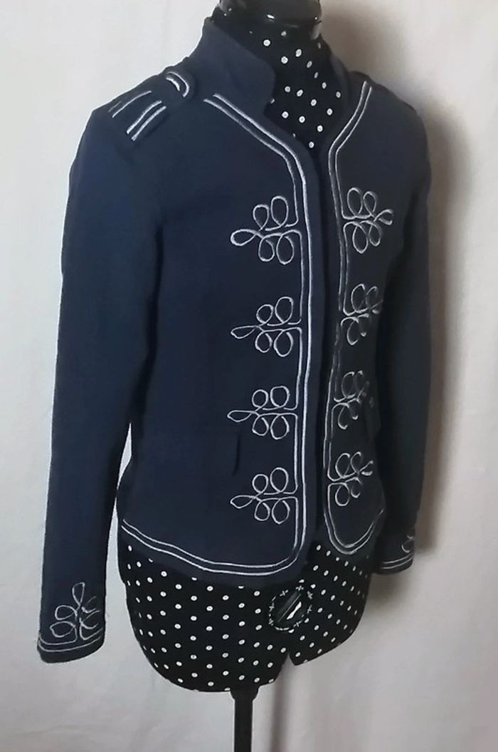 Veste / Blazer bleu marine broderie taille S DDP - photo numéro 6