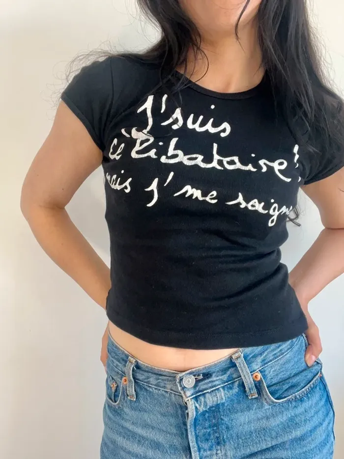 Tee shirt y2k années 2000 à message taille S - photo numéro 2