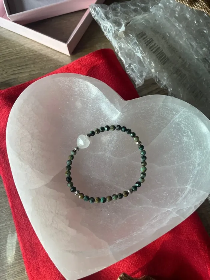 Bracelet en turquoise Africaine cœur en cristal de roche