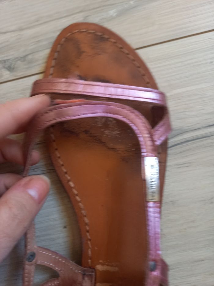 tropeziennes cuir rose métallique - photo numéro 3