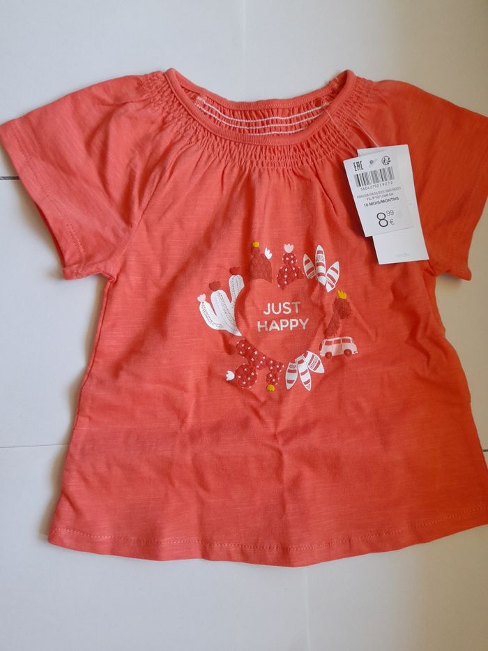 T-shirt orange Obaibi "just happy"