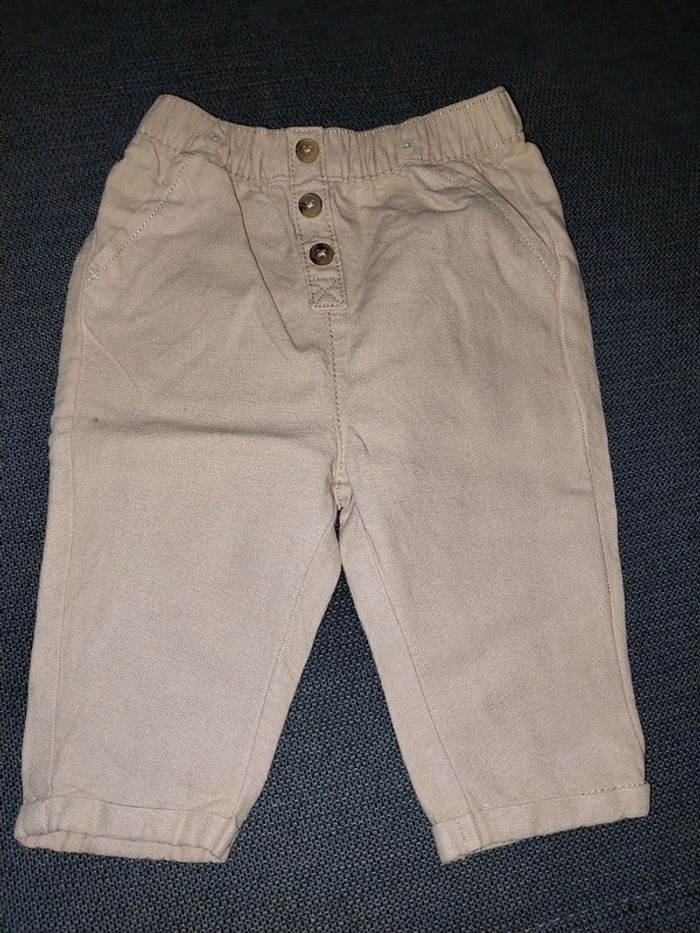 Pantalon à bretelles amovibles bébé 9 mois beige - photo numéro 5