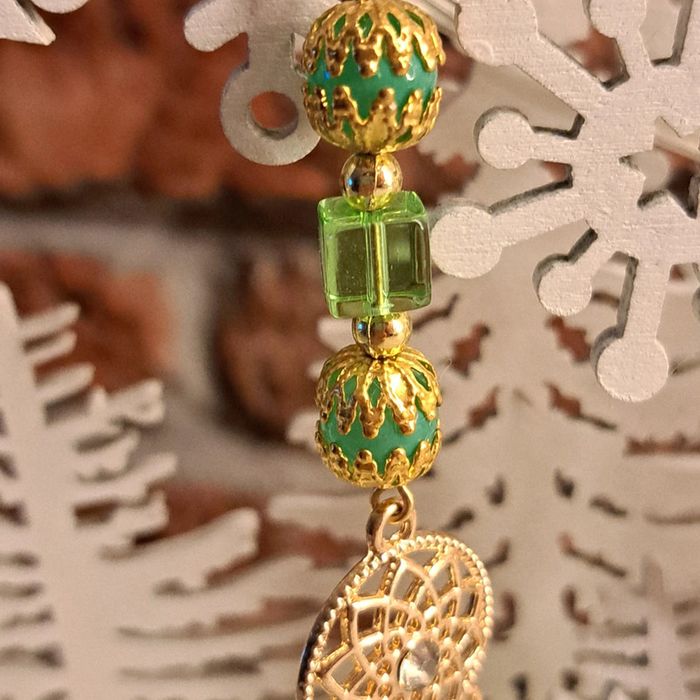 Collier chic vert doré et bronze multi rang - photo numéro 7