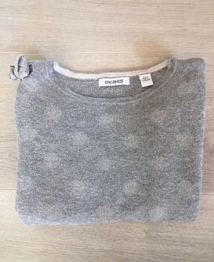 Pull fille gris à pois brillants fille 6 ans okaidi - photo numéro 8