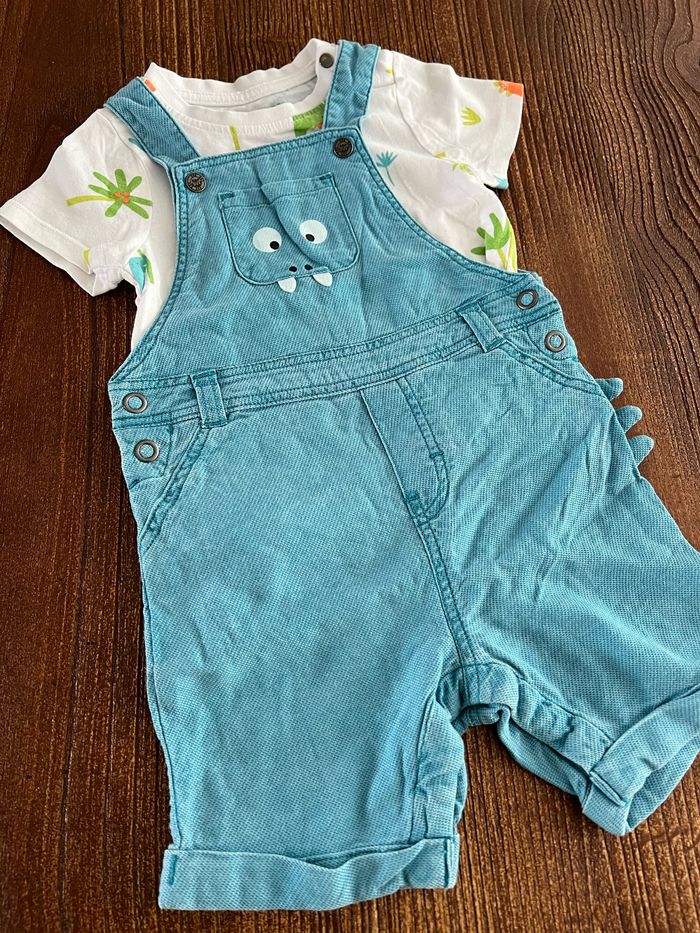 Ensemble d’été t-shirt et salopette bébé garçon 12 mois