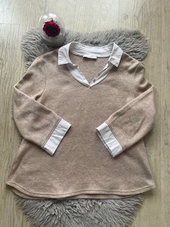 Pull col chemisier avec strass cloutés - Armand Thierry