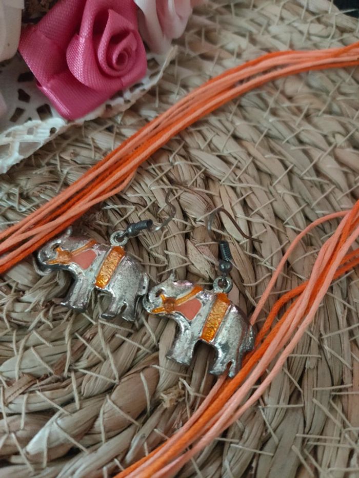 🌿Parure éléphant orange et argenté🌿 - photo numéro 3