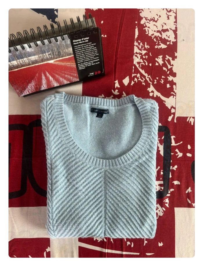 Pull Torsadé col bateau bleu clair Tommy Hilfiger taille M