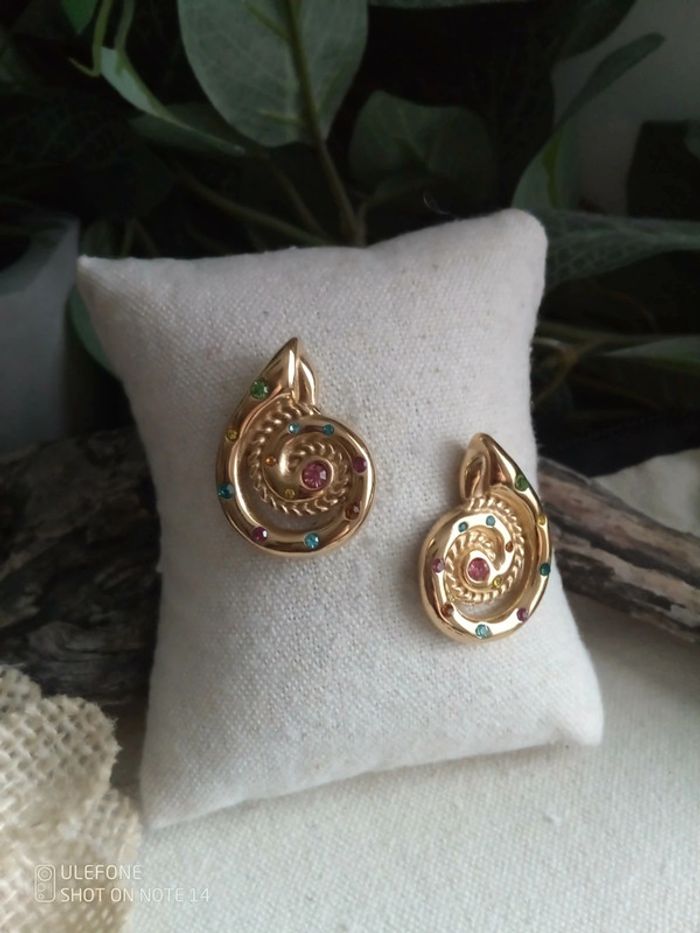 Boucles d'oreilles coquillages zirconés - photo numéro 2