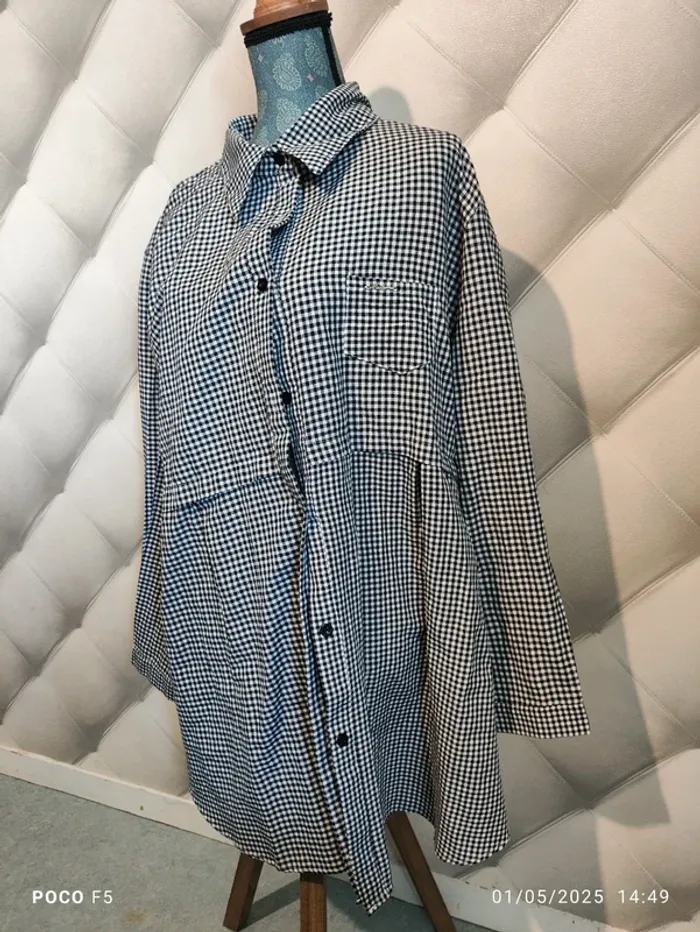 Chemise pied de poule manche longue taille 5XL 56/58 - photo numéro 4
