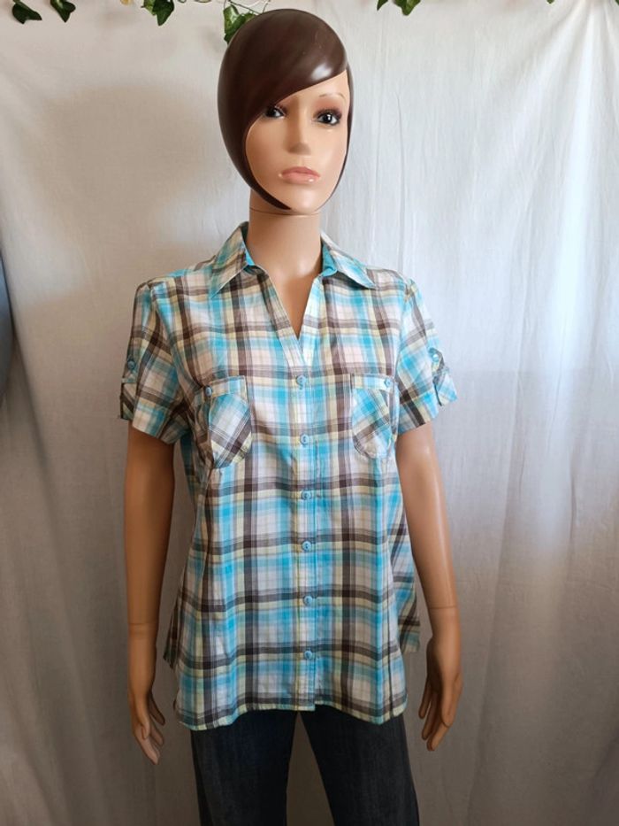 Chemisette / Chemise à manches courtes à carreaux T. 40 Canda 💮 65% Polyester 35% Coton